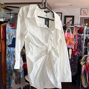 Athena White Ruched Blouse